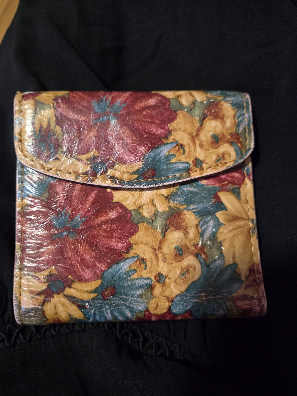 Patricia Nash Floral Foldover Wallet - Burgundy, Yellow, Teal